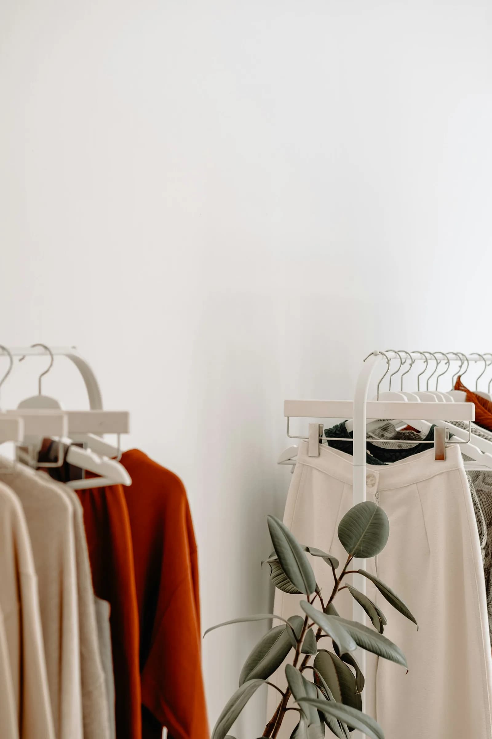Clothing arranged in a calm fashion showroom